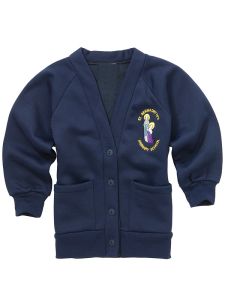 Navy Cardigan - With St Bernadettes RC PS Logo