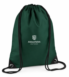 Bottle PE Bag embroidered with the Abbeyfields First School Logo