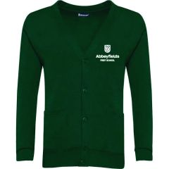 Bottle Green Cardigan - Embroidered Abbeyfields First School Logo