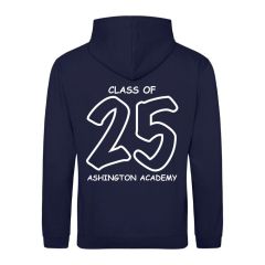 Year 11 Leavers Hoodie Embordered with Ashington Academy Logo + Back printed with Leavers Design (Year 11 Students Only)