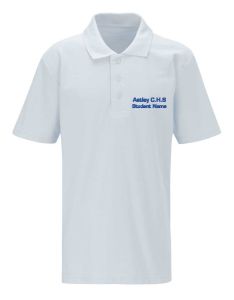 PE White Polo - Embroidered with Astley High School logo (NAMED)