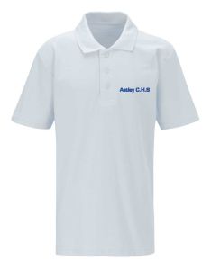 PE White Polo - Embroidered with Astley High School logo (No Name)