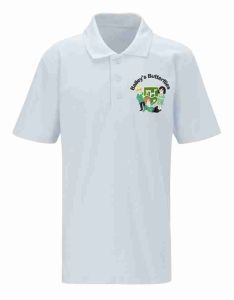 White Bailey's Butterflies Polo - Embroidered with Bailey Green Butterflies logo