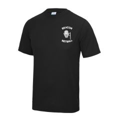 Jet Black Short Sleeve Cool T-Shirt - Embroidered with Beacon Netball Club Logo