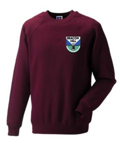 Burgundy Sweatshirt (Crew Neck) - Embroidered With Beacon Hill School Logo