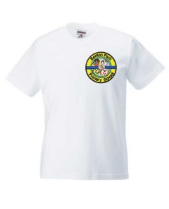White PE T-Shirt (KS1 + KS2 ONLY) - Embroidered with Benton Park Primary School logo