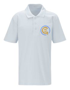 Blue Logo - White Polo - Embroidered with Jesmond Park Academy Logo