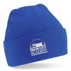 Royal Knitted Hat - Embroidered with Browney Academy School Logo