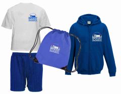 FULL PE Kit Deal 2 (White PE Polo, Navy Shorts, Royal PE Bag & Zipped Hoodie) - Embroidered With Browney Academy School Logo