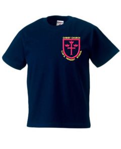 NAVY PE T-SHIRT- Embroidered With Christ Church Primary School Logo
