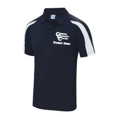 Navy/White Contrast Cool Polo - Embroidered with Churchill Community College Logo (Girls + Boys P.E. - Compulsory)
