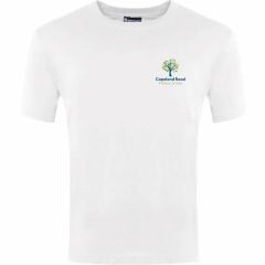 White T-shirt - Embroidered with Copeland Road Primary School logo