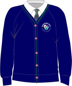 Navy/Bottle Trim Cardigan - Embroidered with Diamond Hall Junior Academy Logo