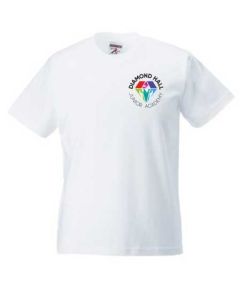 White PE T-Shirt - Embroidered with Diamond Hall Junior Academy Logo