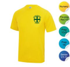 Heath - Yellow Infant/Junior House T-Shirt - Printed with Durham High School Logo