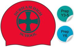 Neville - Red Swimming Hat - with Durham High School Logo