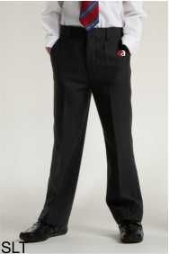 Boys Black Junior Slim Leg Trouser - Embroidered with Easington Academy School Logo