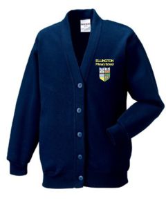Navy Sweat Cardigan - Embroidered with Ellington Primary School Logo