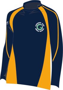 Navy/Amber Rugby Shirt - Embroidered with Gosforth East Middle School logo