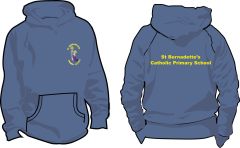 PE Navy Hoodie - Embroidered with St Bernadettes RC PS Logo & Printed on the back