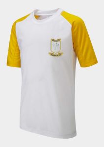 White/Yellow Sports T-Shirt - Meadowdale Academy Logo