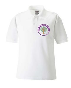 White Polo Shirt - Embroidered Mowbray Primary School Logo