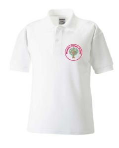 Alnwick (Red) White Polo Shirt - Embroidered Mowbray Primary School Logo