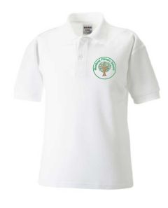 Warkworth (Green) White Polo Shirt - Embroidered Mowbray Primary School Logo