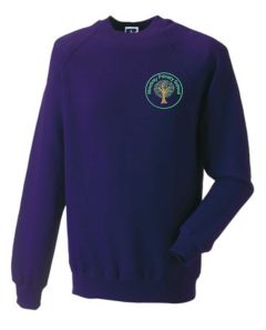 Warkworth (Green) Purple Sweatshirt - Embroidered Mowbray Primary School Logo