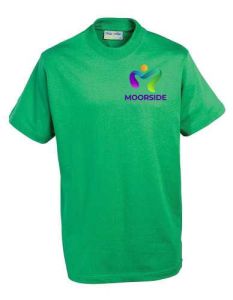 Emerald Green PE T-Shirt - Embroidered with Moorside Primary Academy Logo