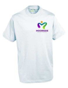 White PE T-Shirt - Embroidered with Moorside Primary Academy Logo