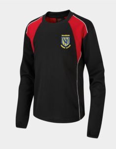 Newminster Black/Red PE T-shirt (Long Sleeved) with embroidered School Logo