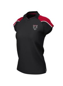 Female Black/Red PE Polo - Embroidered with Ponteland High School Logo