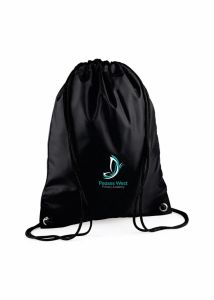 BLACK PE Bag - Embroidered With Peases West Primary Academy Logo