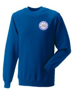 Royal Blue Crew neck Sweatshirt with embroidered Redesdale Primary School Logo