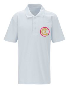Red Logo - White Polo - Embroidered with Jesmond Park Academy Logo