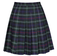 Junior Girls Box Pleat Skirt - Green Tartan