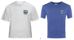 White or Royal PE T-Shirt (Crew Neck) - Embroidered With Beacon Hill School Logo