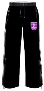 PE Track Pants Black/White (Optional) - Embroidered with Staindrop Academy Logo