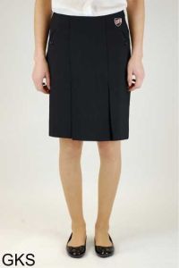 Black Senior Twin Pleat Skirt (GKS) - Embroidered with Shotton Hall Academy Logo