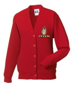 *SALE* Red Cardigan - Embroidered With South Gosforth First School Logo