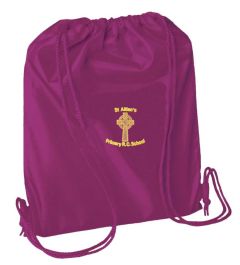 Burgundy PE Bag - Embroidered with St Aidan's RC Primary School Logo