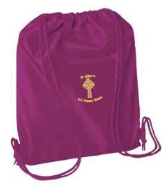 Burgundy PE Bag - Embroidered with St Aidan's RC Primary School Logo