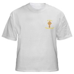 White PE T-shirt - Embroidered with St Aidan's RC Primary School Logo