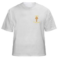 White PE T-shirt - Embroidered with St Aidan's RC Primary School Logo