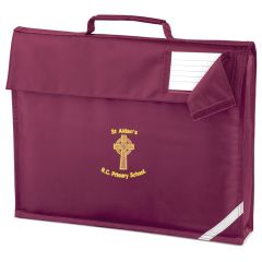 Burgundy Book Bag - Embroidered with St Aidan's RC Primary School Logo
