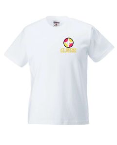 White PE T-Shirt - Embroidered with St Bede's Catholic Primary School logo