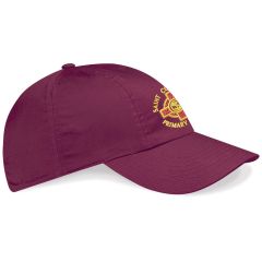Burgundy Summer Cap with St Columba's RC Primary School Text Logo