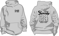 Heather Grey Leavers Hoodie - for St Mary's Catholic Primary School, Stanley - CLASS OF 2024 FRONT and Leavers Print on the Back