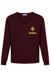 Maroon Jumper (Optional) - Embroidered with the St Thomas More (North Shields) logo.